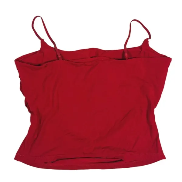 Halara Built-In Bra Cami Tank Top Size Medium Red Ruched Minimal Casual Everyday - Image 3