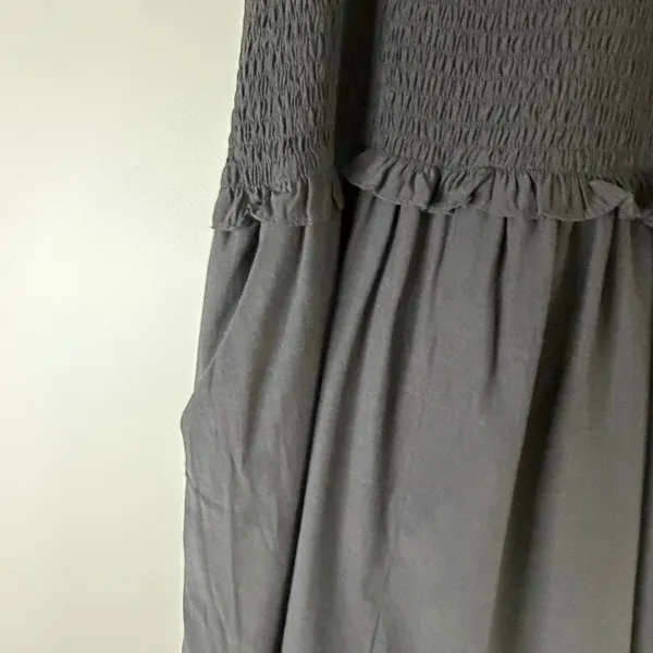 Vestique Women Black Smocked‎ Ruffle Strap Romper Small Cottage Core Casual Chic - Image 10