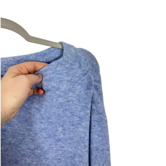 Abercrombie & Fitch Heathered Blue‎ Long Sleeve Sweater Top Size L Ruched Sides - Image 3