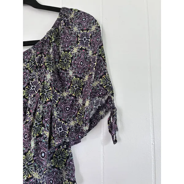 Free People Purple Kaleidoscope Medallion Off Shoulder Crop Top Shorts Set S/P - Image 4