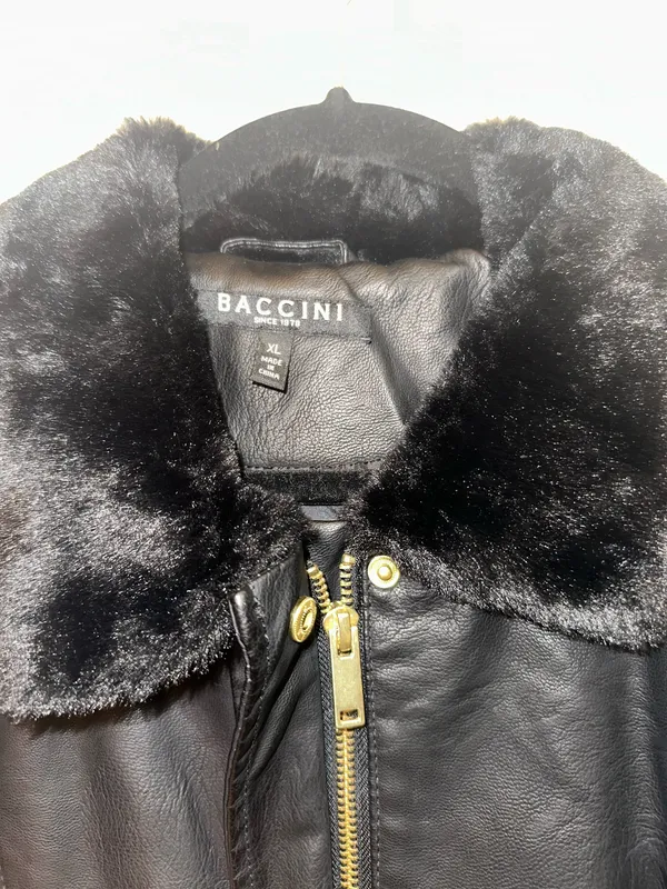 Black faux leather jacket baccini - Image 2