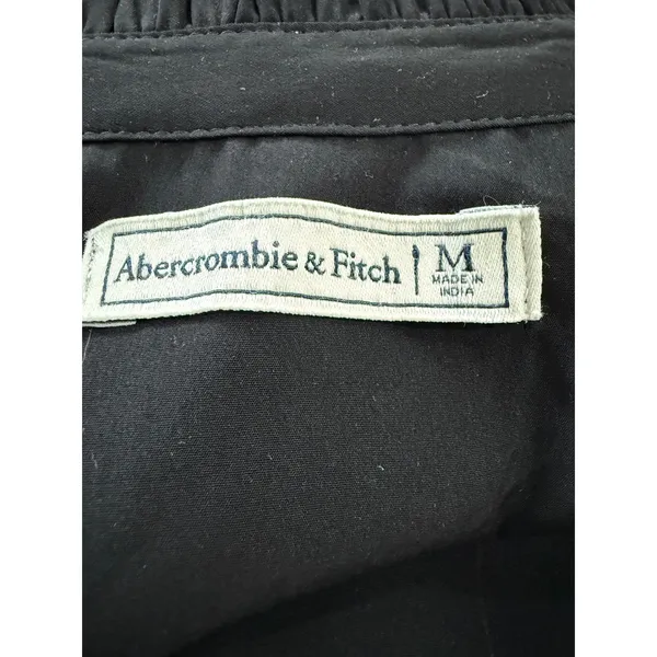 Abercrombie & Fitch Black Dress Ruffle Neck‎ Long Sleeve Tie Waist Medium button - Image 4