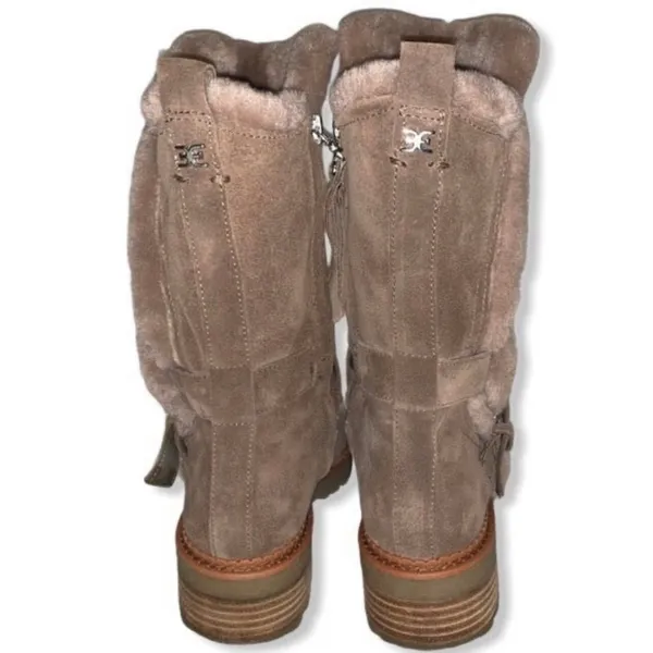 New Sam Edelman Jailyn Taupe Suede Leather Mid Calf Boots Size 6 Chic Preppy - Image 5