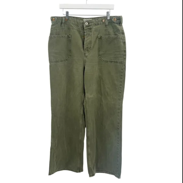FREE PEOPLE We The‎ Free Palmer Cuffed Jeans Army green sz 32 - Image 3