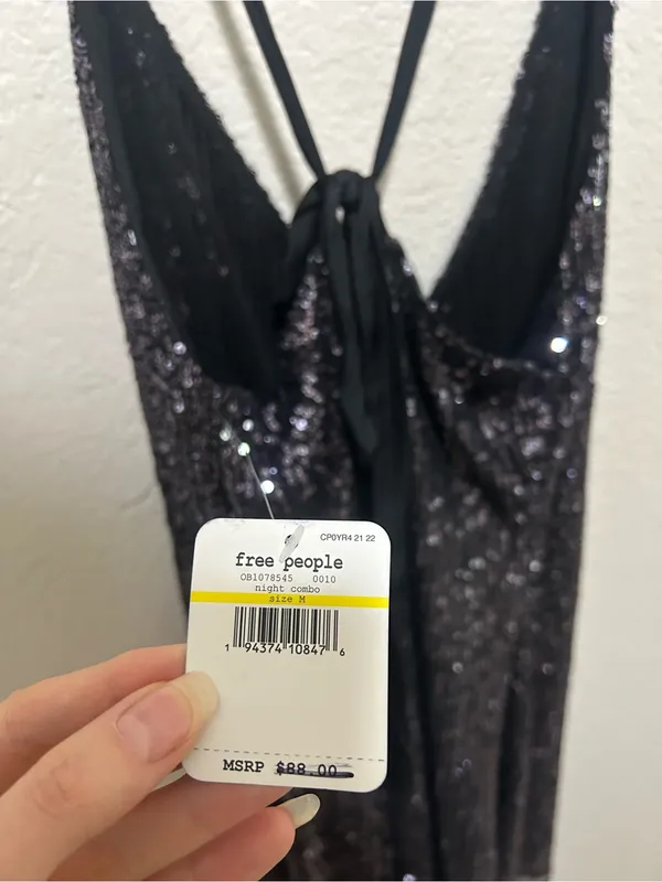 NWT Intimately Free People Gold Rush Sequin Mini Dress Medium Glam Party - Image 9