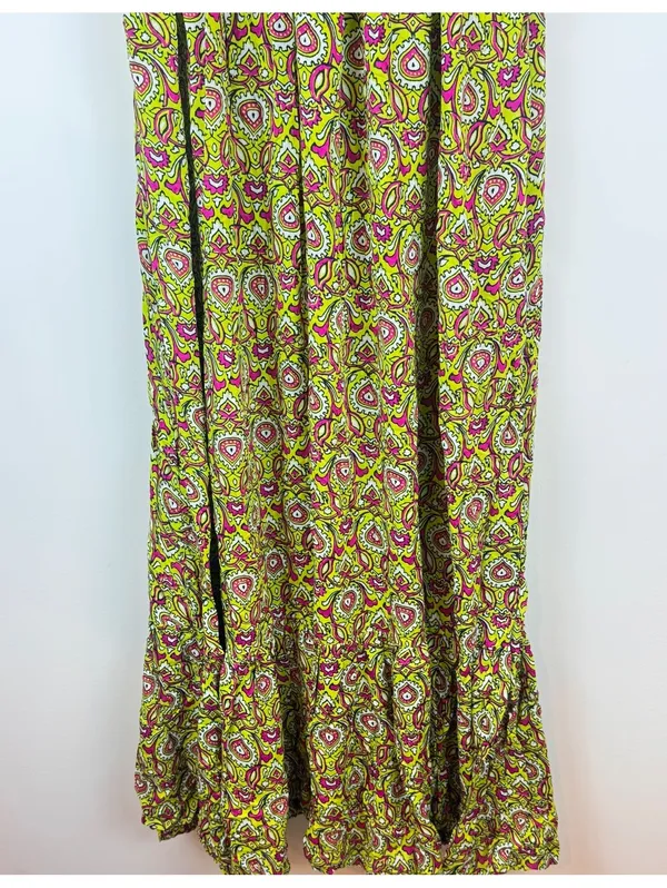 By Anthropologie Flounced Maxi Lounge Dress Citron Paisley Modal M Boho - Image 5
