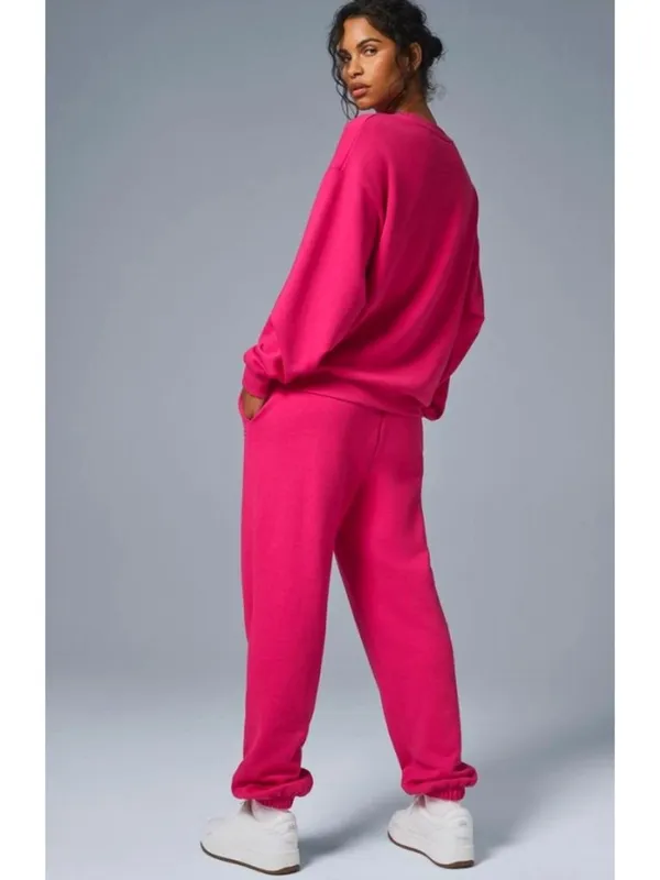 Alo Accolade Sweatpants Pink Summer Crush Hot High-Rise Waist Sweats Joggers S - Image 8
