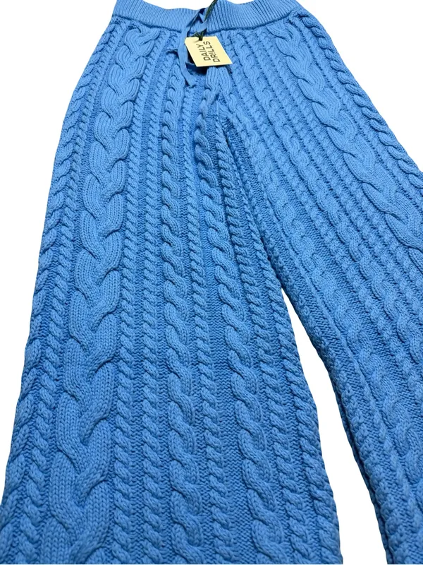 🩵 Daily Drills Cableknit‎ Resort Pants M/L NWT Cozy Wide Leg Knit Lounge 🩵 - Image 3