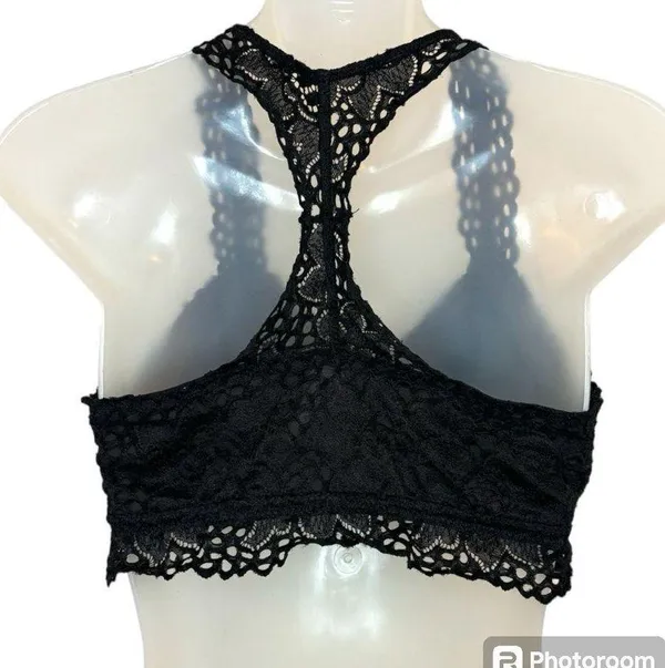 Maurices Black Lace Padded Racerback Bralette Size Large - Image 2