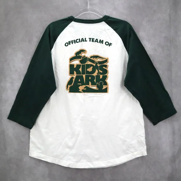 Sport Tek‎ White Green Mineritos Baseball Tee Tshirt Raglan Top L Large - Image 2