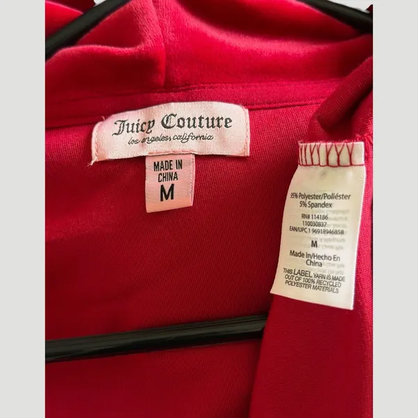 Juicy Couture Velvet Track Hoodie Jacket Pink Velour Full Zip Y2K Women’s Sz M - Image 6