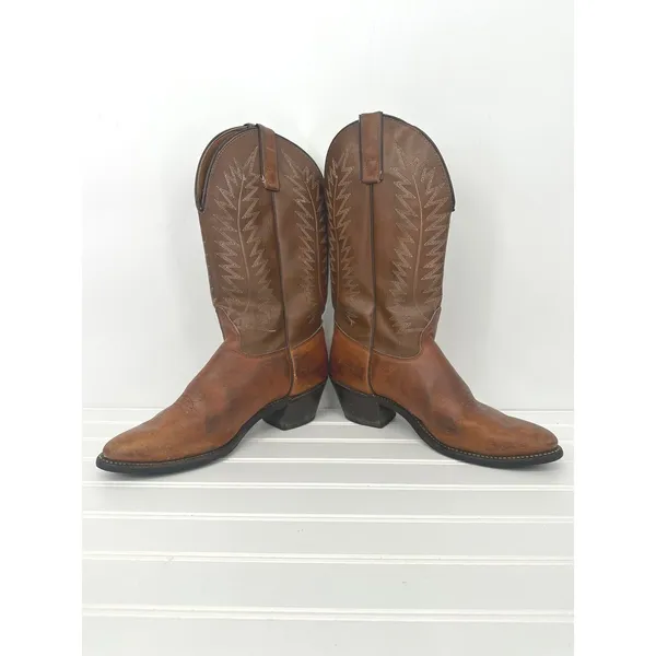 Vintage Western Cowboy Boots Women Size 9M Brown Leather Texas USA Hypalon Rodeo - Image 4