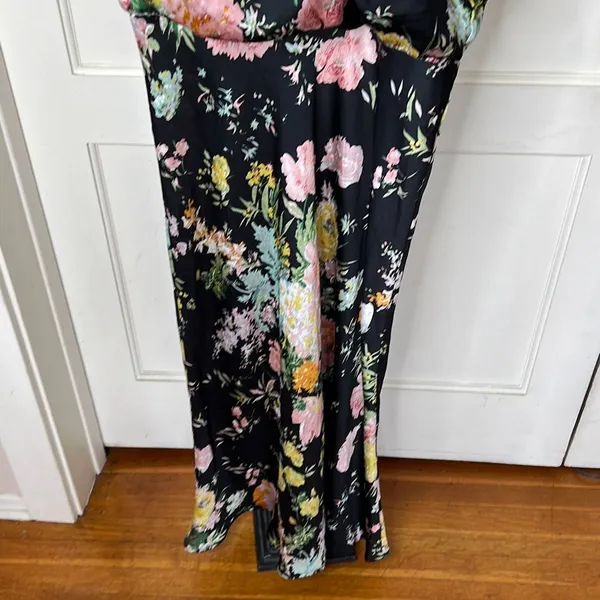 Petal & Pup Black Floral Halter Midi Dress with Pink and Yellow Blooms - Image 5