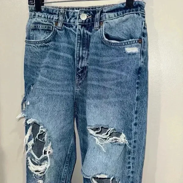 Zara Distressed Skinny Jeans Size 4 Blue Wash Y2K Casual Everyday‎ Denim - Image 2