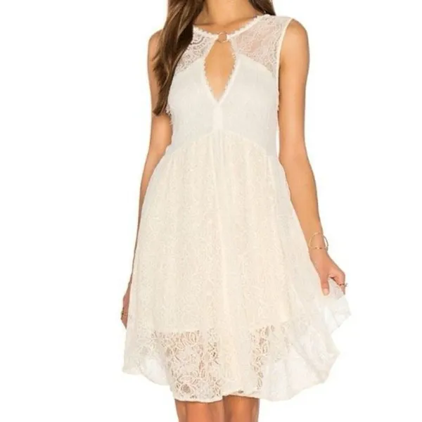 ✨FREE PEOPLE Don't You Dare Sz Medium Dress in Neutral Combo✨ - Image 3