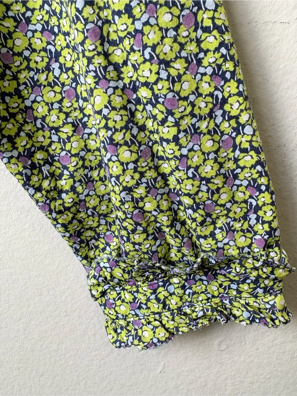 J.Crew Floral Ruffle Blouse 100% Cotton Button Front Cottagecore Preppy - Image 6