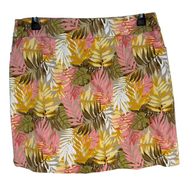 Coral Bay Womens Skort Tropical Leaf Print A-Line Pull‎ On Size L Shorts under - Image 10