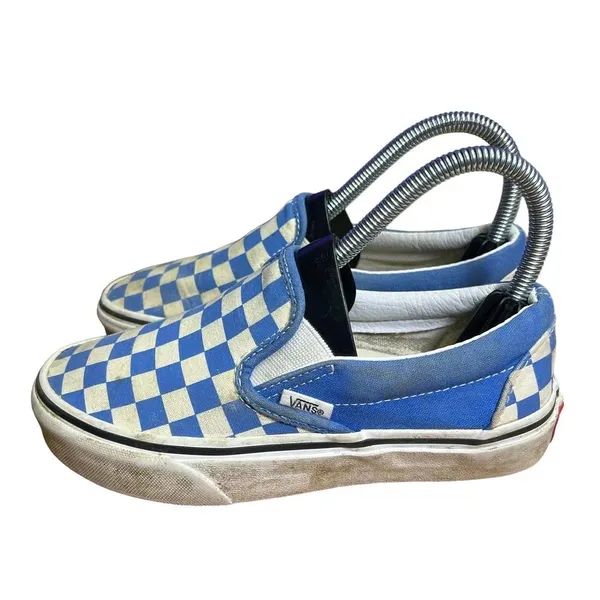 VANS Classic Slip-On Checkerboard Blue/ White Unisex Sneakers Y4.5/M4.5/W6.0‎ - Image 6