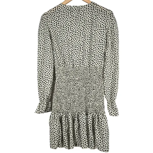 PrettyLittleThing Black Dalmatian Print Smocked Waist Tie Front Mini‎ Dress 6 - Image 2