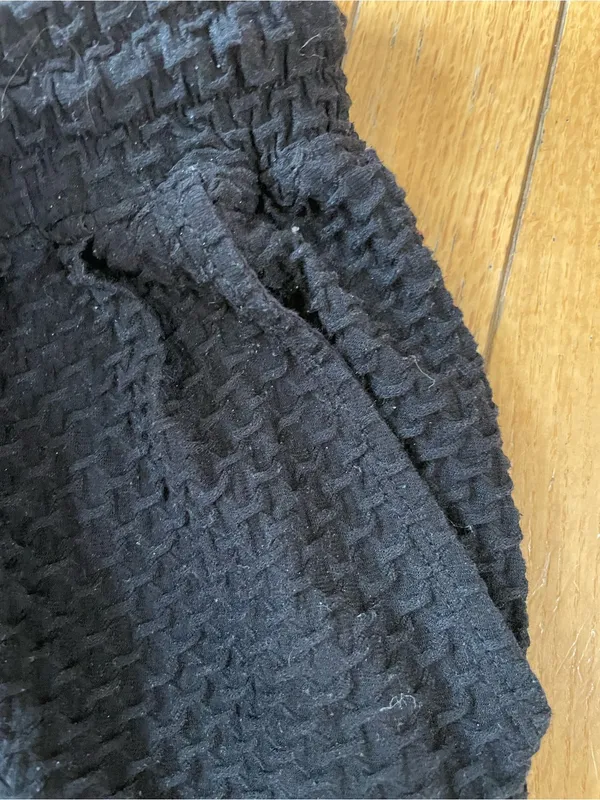 H&M Black Textured Jogger Pants with Drawstring - Image 3