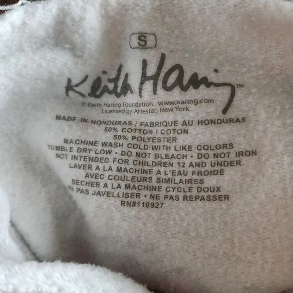 Keith Haring White Hoodie Dancing Figures Circle Graphic Art Streetwear‎ Pop Art - Image 6