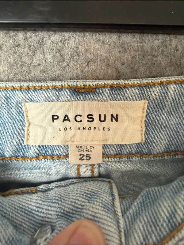 PacSun Woman’s Size 25 Light Blue Denim Mini Skirt with Frayed Hem - Image 2
