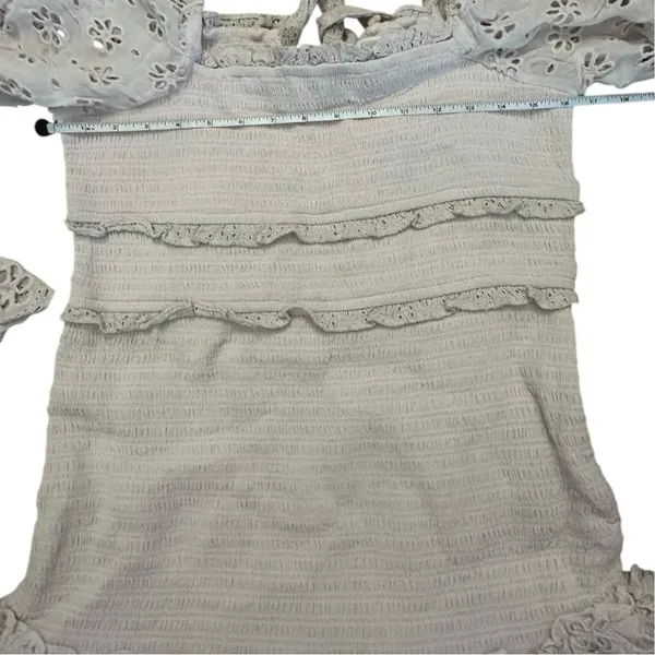 Elegant Lilac Lace Smocked Eyelet Lace Saylor Dress L - Image 6