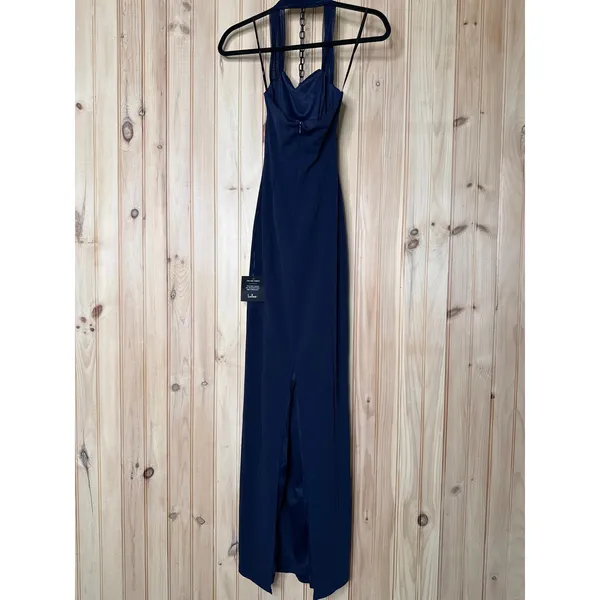 NWT Lulus Tove Navy Halter Neck Column Maxi Dress Holiday Wedding Party Sz XS - Image 7