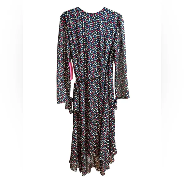 Betsey Johnson Wrap‎ Dress Womens Size 10 Polka Dots High Low Hem Sleeve Tie NEW - Image 5