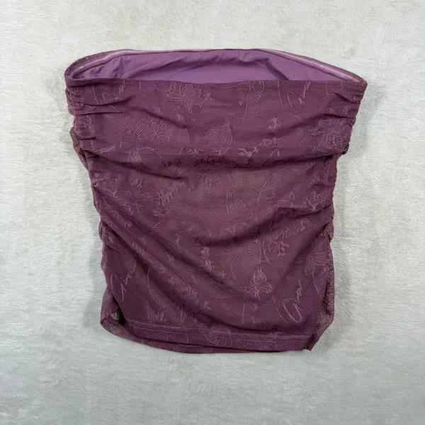 I.AM.GIA Purple Ruched Floral Lace Tube Top GIA13406 Womens Small Strapless Boho - Image 7