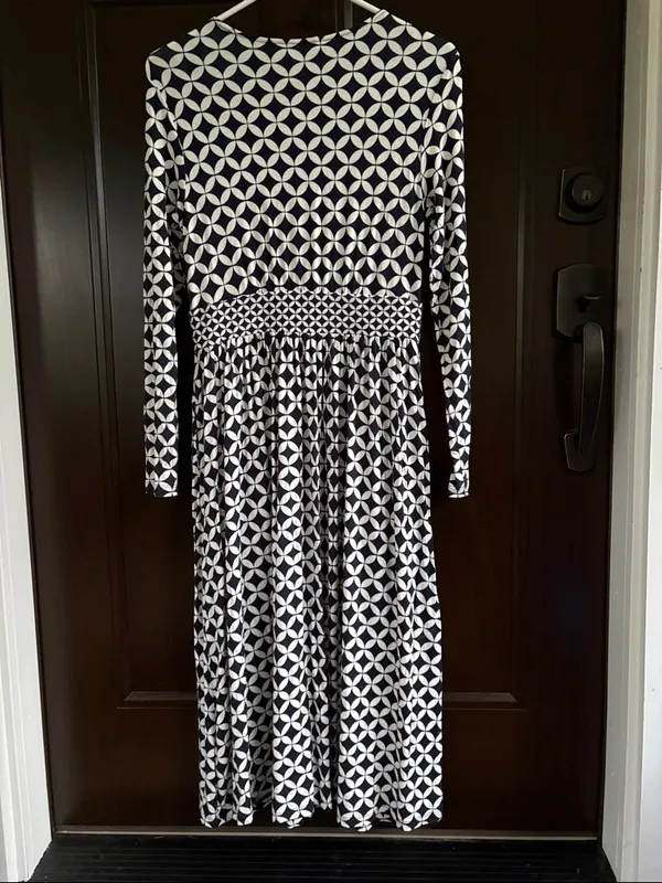 Like New Boden Thea Long Sleeve Midi Dress Navy White Size 6 - Image 10