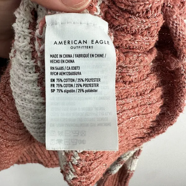 American Eagle Crochet Knit Sweater Womens XS Oversized Earthy Boho 90s Layering - Image 4