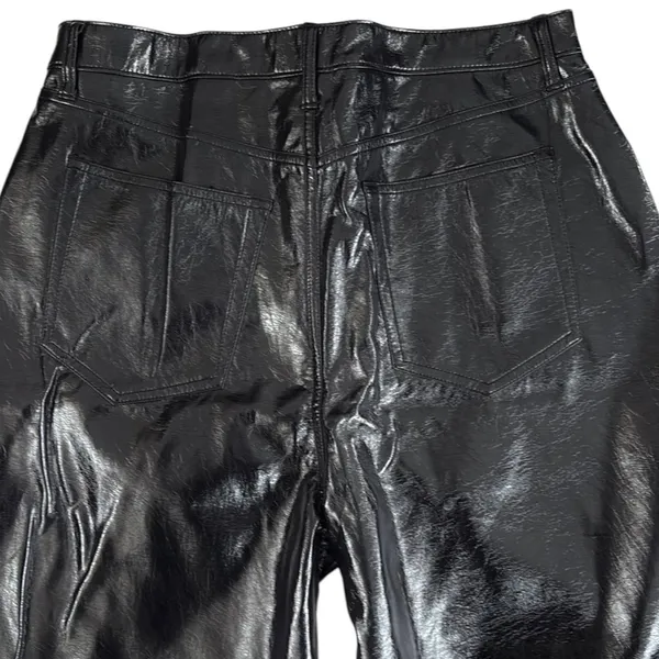 EUC Abercrombie & Fitch Faux Leather 90s Straight Ultra High Rise Pants Black 16 - Image 7