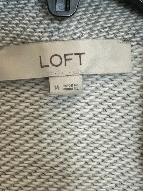 Loft Light Gray Open Front Cardigan Sweater Medium - Image 3