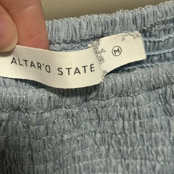 Altar’d State Light Blue Smocked Longsleeve Mini Dress new with tags Medium - Image 6