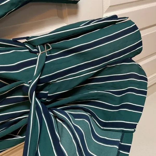 Rules of Etiquette Green & Navy Striped Blazer Romper Size Small NWT - Image 5