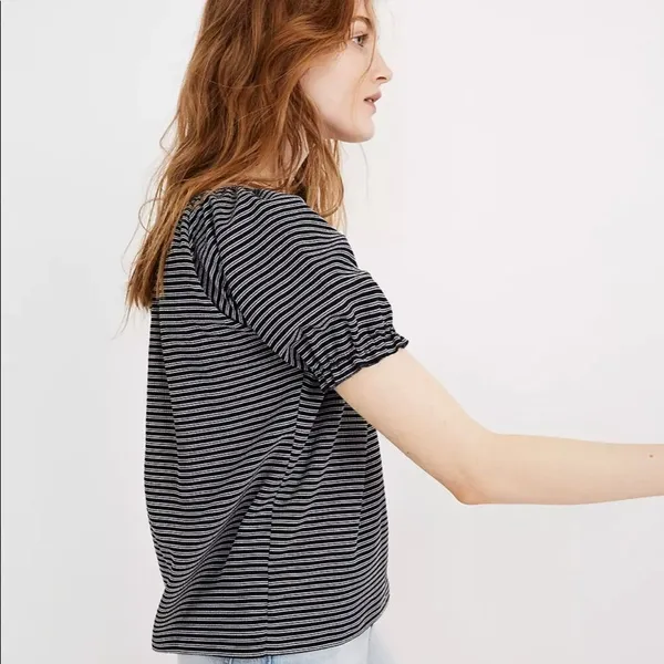 Madewell Texture and Thread striped peasant top - Image 12