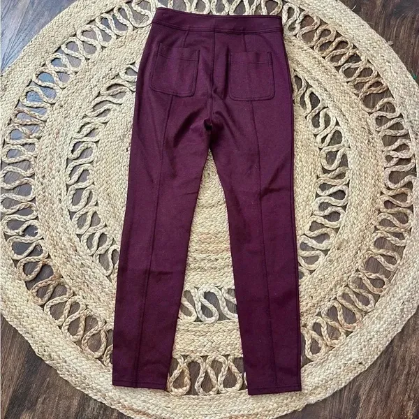 NWT Anthropologie Maeve Pants Womens 2 Burgundy Red Split Hem Pintuck Skinny Leg - Image 4