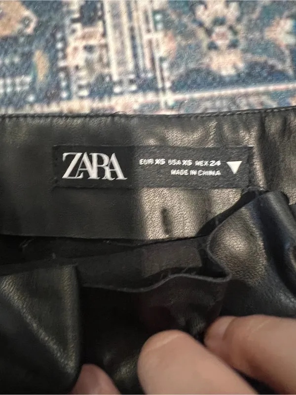 Zara Black Faux Leather Asymmetric Mini Skirt - Image 6