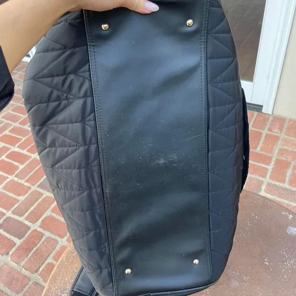 joan and david Black quilted travel duffel bag carry on / on great condition - Image 7