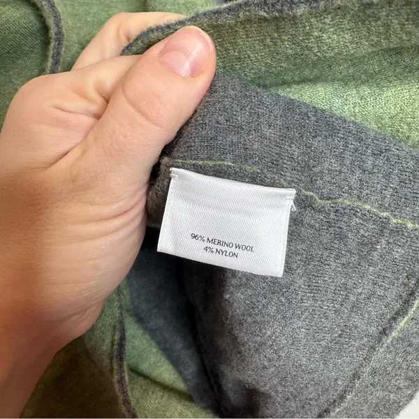 Eileen Fisher Merino Wool Double-Breasted Peacoat Sweater Jacket Green Size S - Image 4