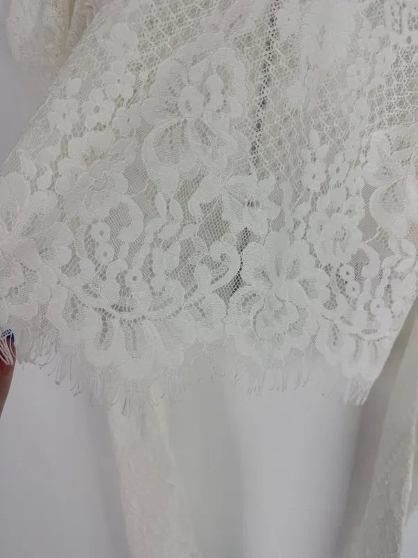 NWOT Naked Wardrobe The Statement Puff Sleeve Lace Crop Top Size Small S NEW - Image 5