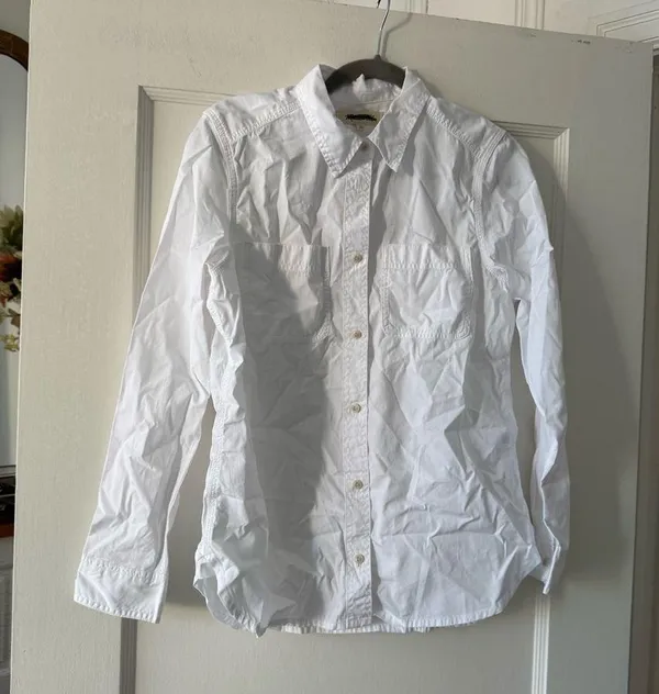 Madewell Denim Button-Up Shirt in Eyelet White: Garment-Dyed Edition Medium NWT - Image 6