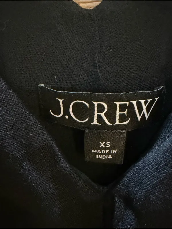 J.Crew Linen Mini Dress Black V Neck Sleeveless Shift Dress XS - Image 3