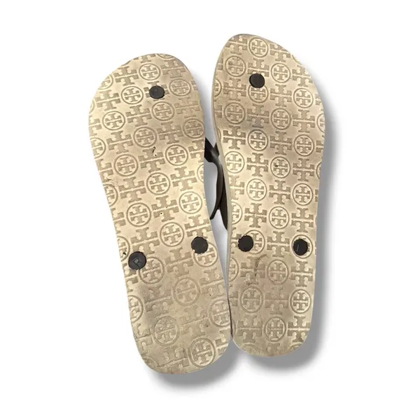 Tory Burch Fox Print‎ Flip Flops Womens 12 Cream Thong Sandals Logo Summer Beach - Image 4