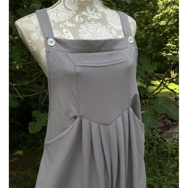 Halara Waffle Knit Pleated Overalls Jumpsuit Mink Brown Adjustable Size L - Image 10