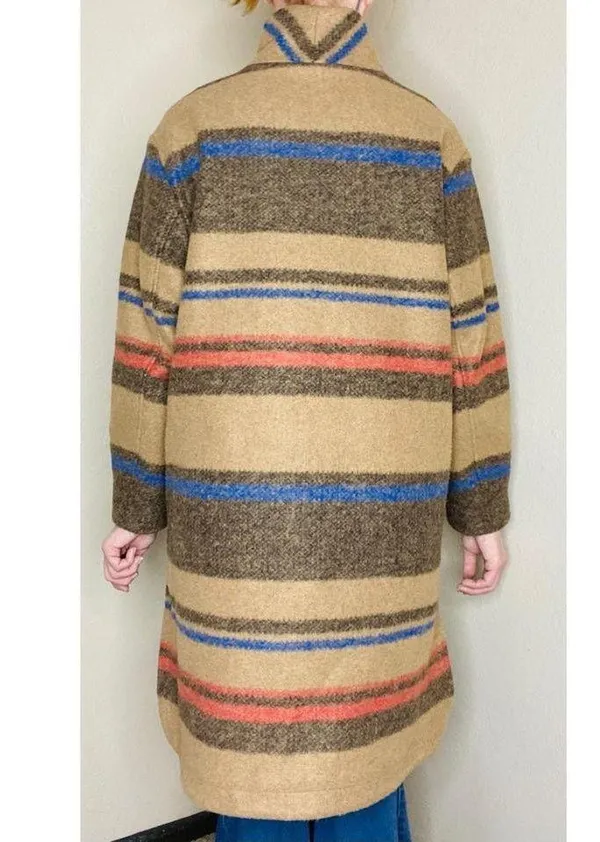 Banana Republic Retro Tan Preppy Winter Plaid Stripe Jacket - Image 2