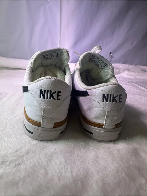 Nike White Sneakers with Black Swoosh and Orange Accent - Image 7