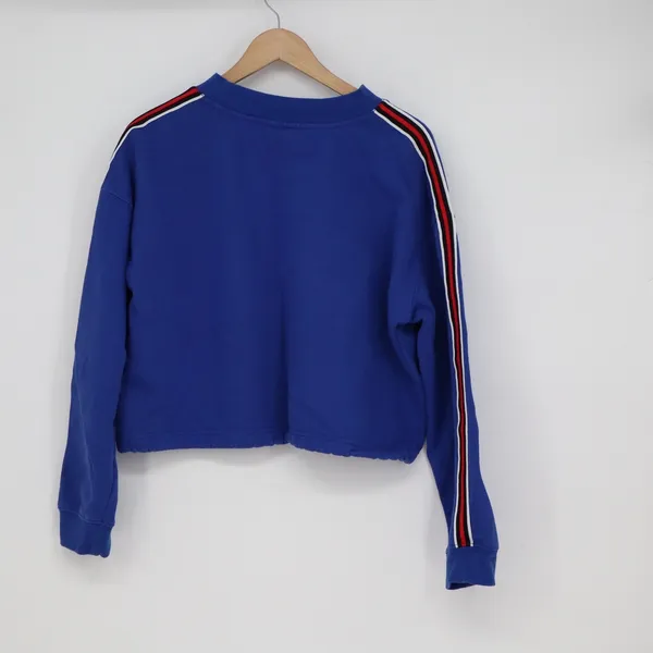 NBA Philadelphia Sixers Cropped Sweatshirt Blue XL Side Stripe Drawstring Hem - Image 5