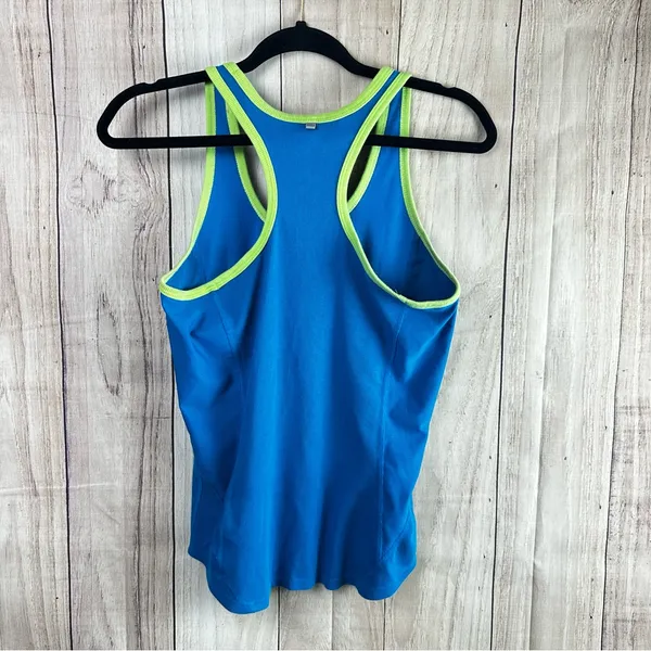 Nike Fit Dry Women's Blue Tank Top with Lime Accents - Image 5